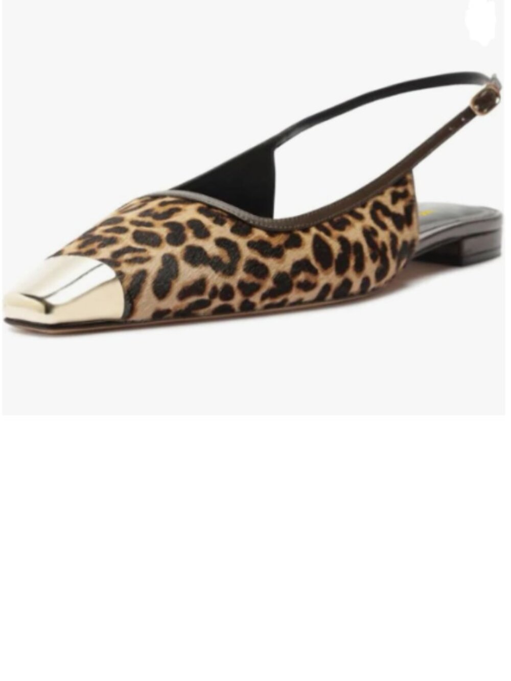 Wo Wagas Leopard Slingback Metallic Cap Toe Pumps Adjustable Strap Buckle Shoes